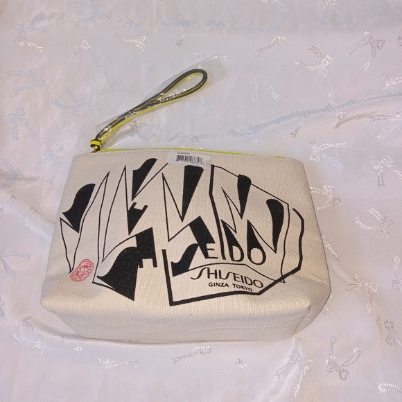 Shiseido canvas cosmetic/wristlet bag - Picture 4 of 4